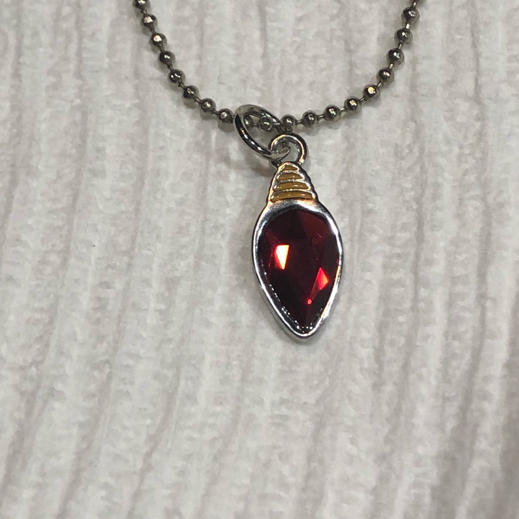 Swarovski Crystal Red Bulb Charm Silver Necklace
